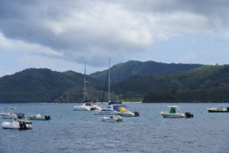 Boats on the waters of Playa Portrero